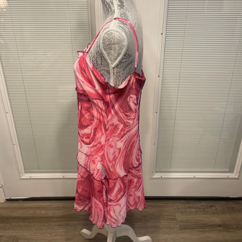 NWT Urban Outfitters Pink Marbled Mini Slip Dress Mesh Lightweight XL - Picture 4 of 16